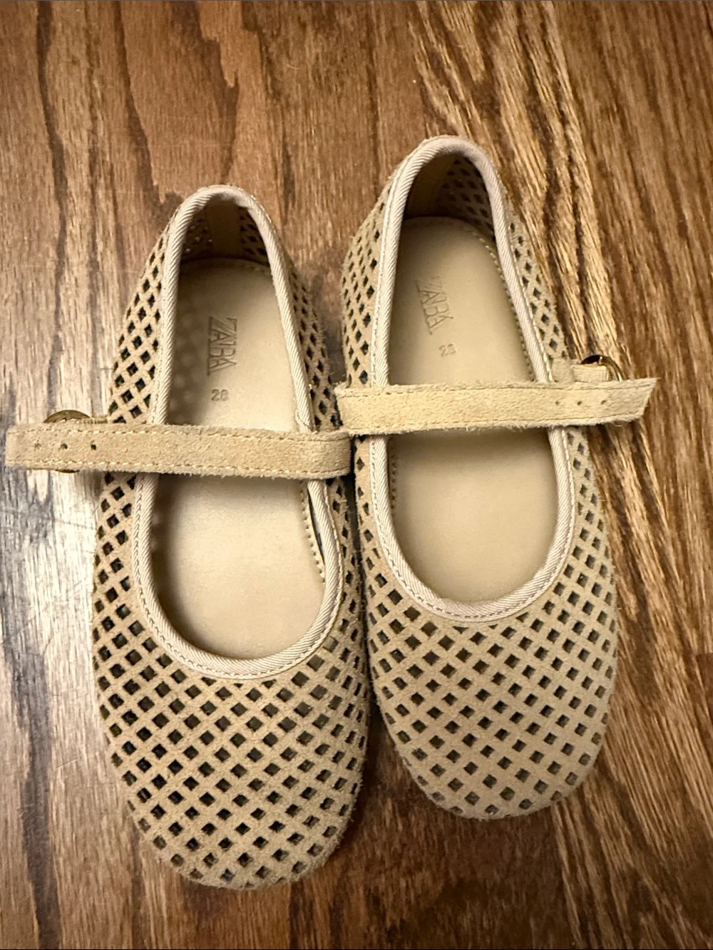 Zara Beige/Tan Girls Mary Jane Flats